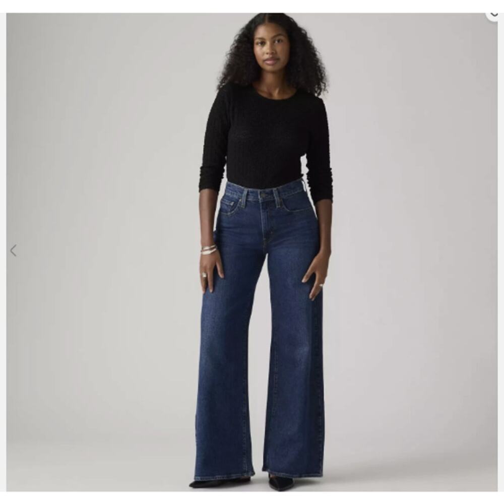 Levi's ® 728 High Rise Wide Leg Jeans 30x32 Woodstock Blue NWT $99 Reg